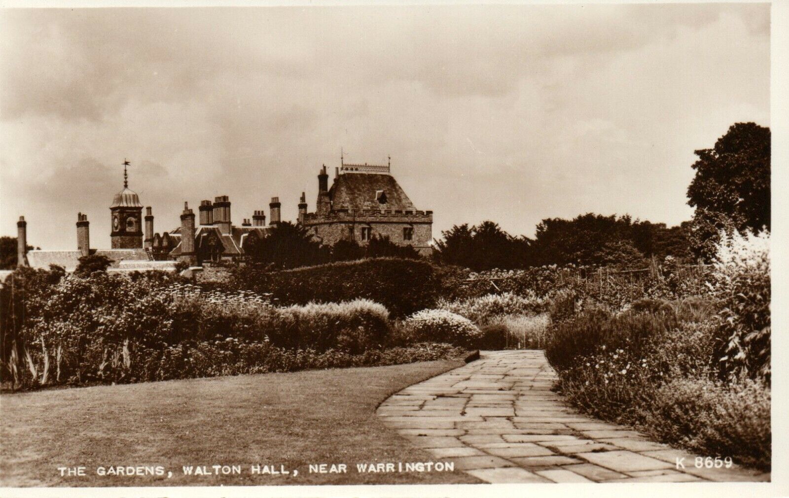 Vintage The Gardens Walton Hall Near Warrington England RPPC Real Photo Poster painting Postcard