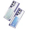 Card Slot Wallet Phone Case Transparent Hard Back Cover With Card Holder for Samsung S35 S24 Ultra S23 S22 PC Phone Case