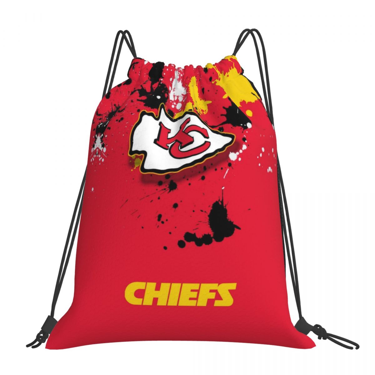 Kansas City Chiefs Paint Splash Art Waterproof Adjustable Lightweight Gym Drawstring Bag