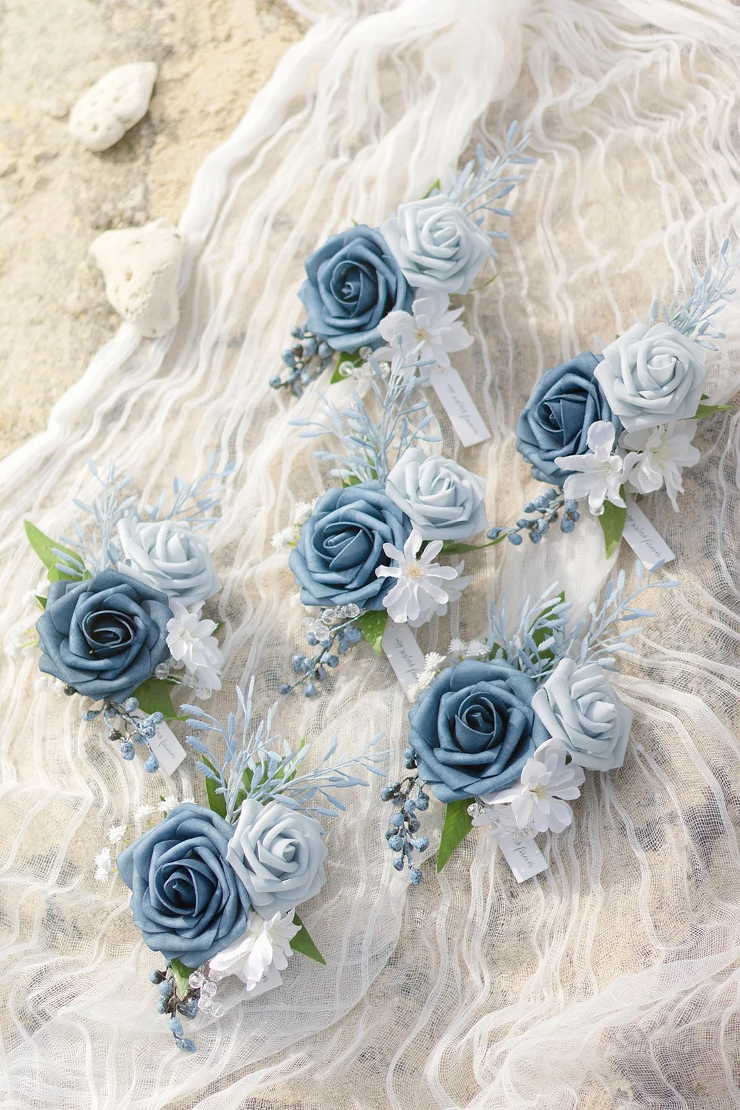 Wrist Corsages in Romantic Dusty Blue