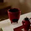 Household Kung Fu Tea Boiler Chinese Retro Pottery Ochre Dream Red Zhu Three-legged Small Wind Stove Electric Ceramic Stove Around the Stove Boil Teapot