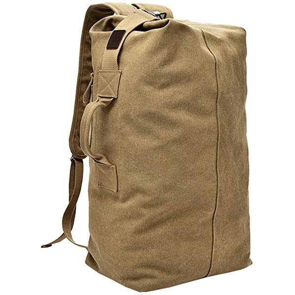 VRIGOO Large Capacity Canvas Shoulder Cylindrical Backpack