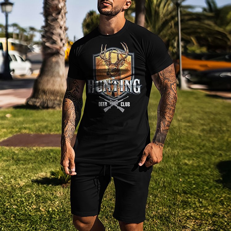 BrosWear Hunting T-Shirt And Shorts Two-Piece Set