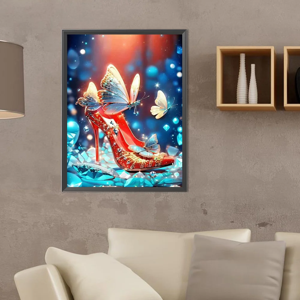 Diamond Painting - Full Round Drill - Butterfly High Heels(Canvas|30*40cm)