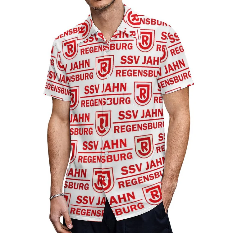 SSV Jahn Regensburg Kurzärmelige Herrenhemden, Passform Sommer Kurzarm Casual Button-Down Hemden