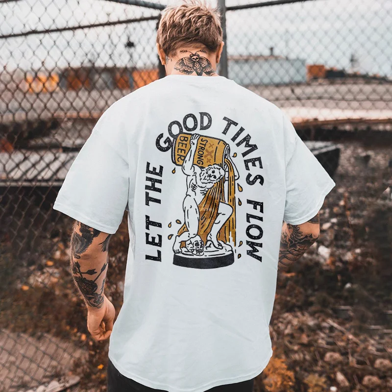 Let The Times Flow Sculpture Skull Graphic Mens Tees -  
