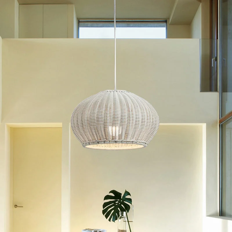 Outdoor Waterproof Rattan Pendant Light For Courtyard