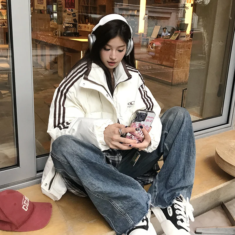 Woherb Winter Wear Down Cotton Jacket Female 2024 New Winter Thickened Korean Loose Small Students Cotton-Padded Jacket-Outfit Ideas