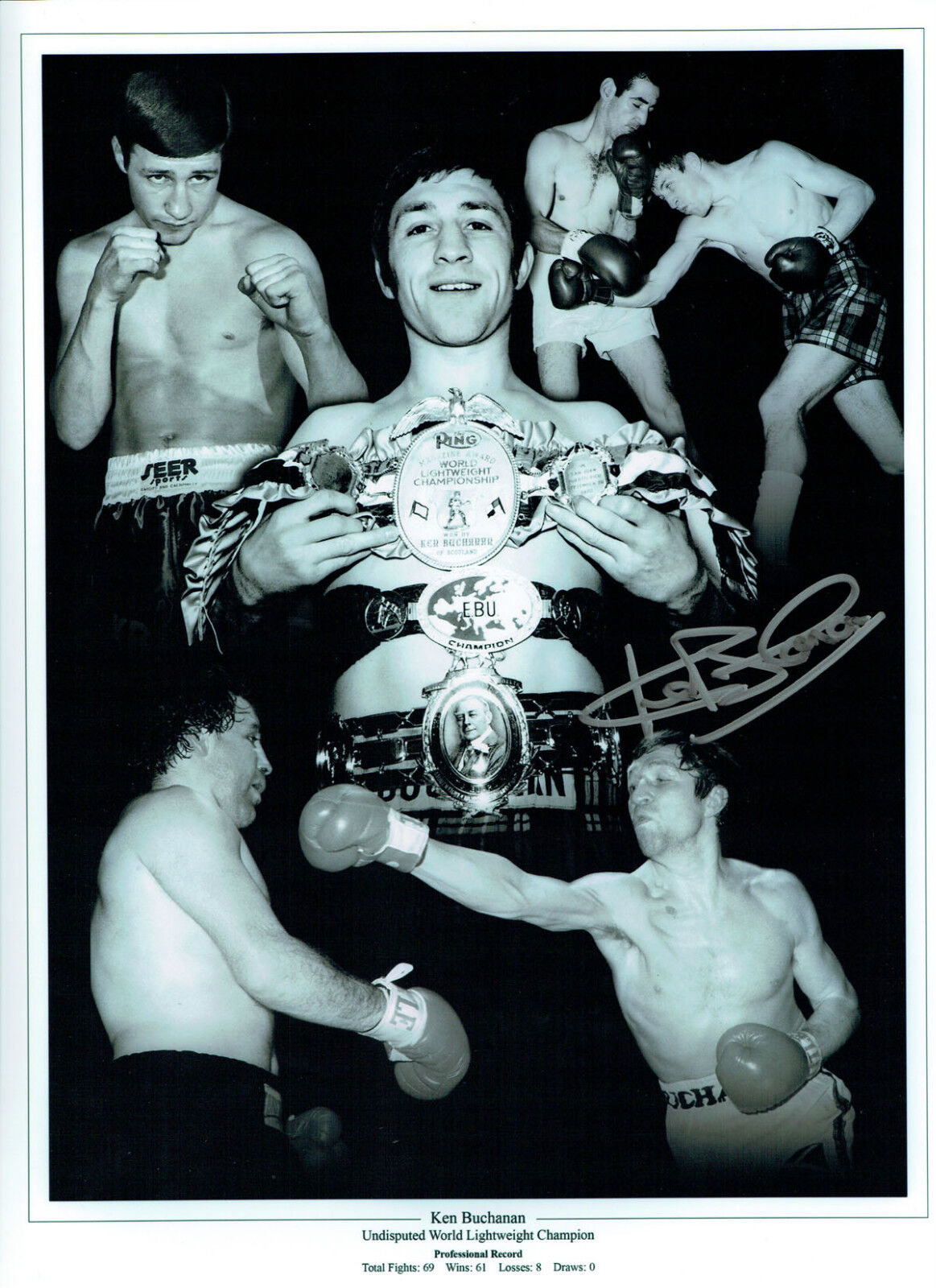 Ken BUCHANAN Signed Autograph Boxer 16x12 Montage Photo Poster painting AFTAL COA