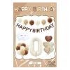 Retro Cream Caramel Cartoon Bunny Bear 0 - 9 Numbers Latex Aluminum Film Balloons Flags Package Kids Birthday Party Decors