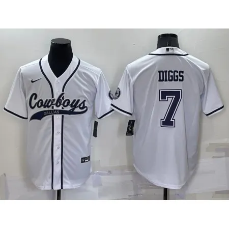 Men's Dallas Cowboys #7 Trevon Diggs White Cool Base Stitched Baseball Jersey WNAD