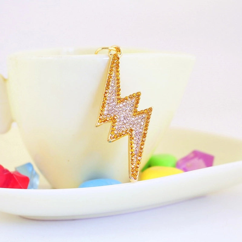 Minimalist Lightning Zinc Alloy Plating Inlay Rhinestones Unisex Bag Pendant Keychain