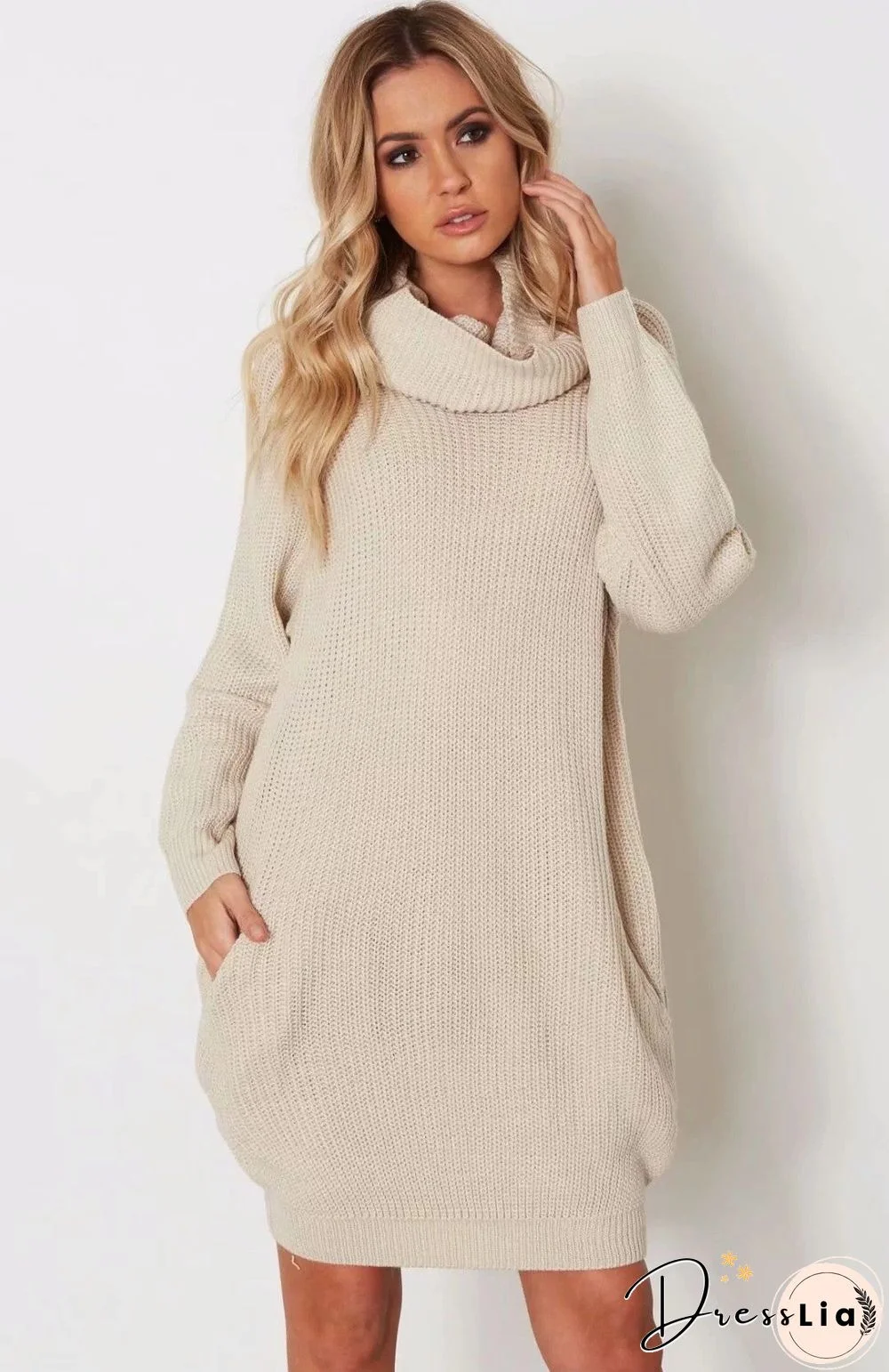 Turtleneck Shift Long Sleeve Dresses