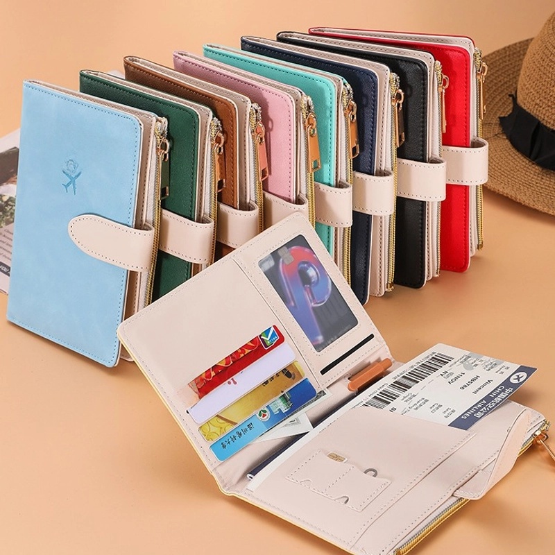 Unisex Letter Airplane Pu Leather Zipper Hidden Buckle Wallets