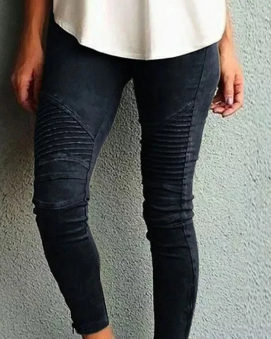Casual Skinny High Waist Polyester Pants