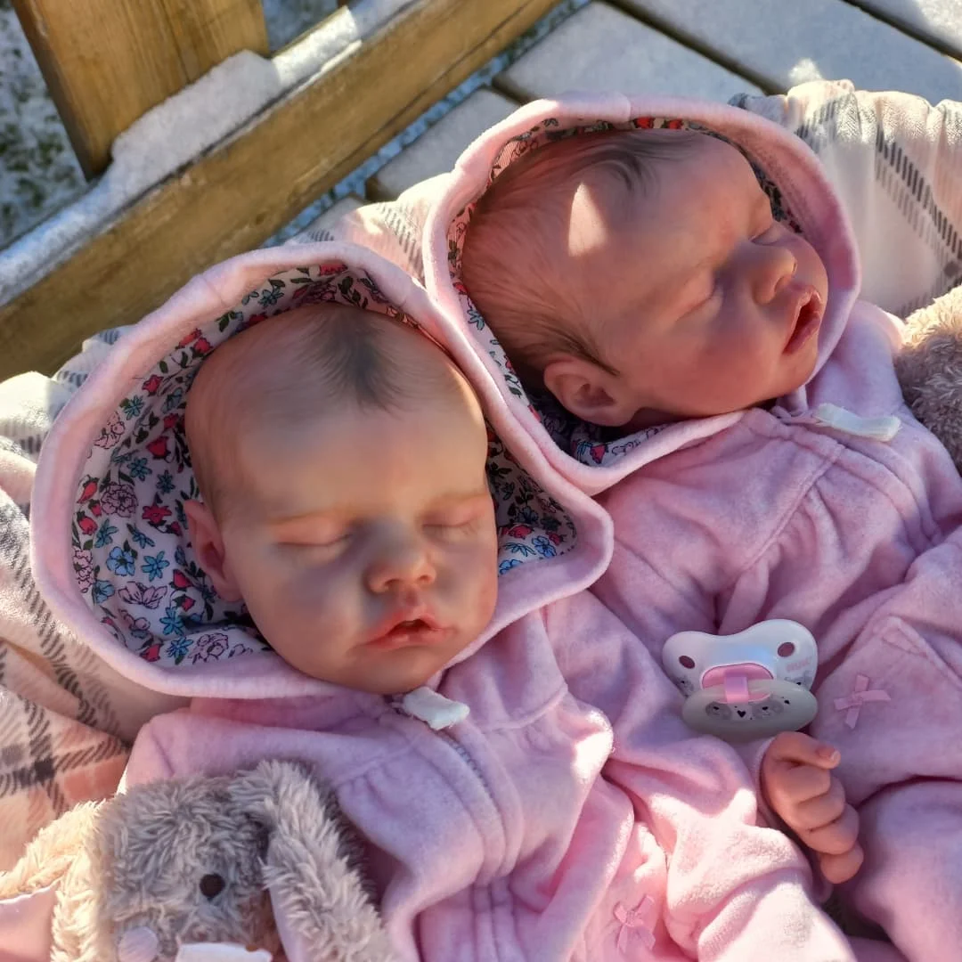 （3-7 Day Delivery To The U.S）17" Lifelike Hand-painted Hair Reborn Twin Sisters Afra and Belinda
