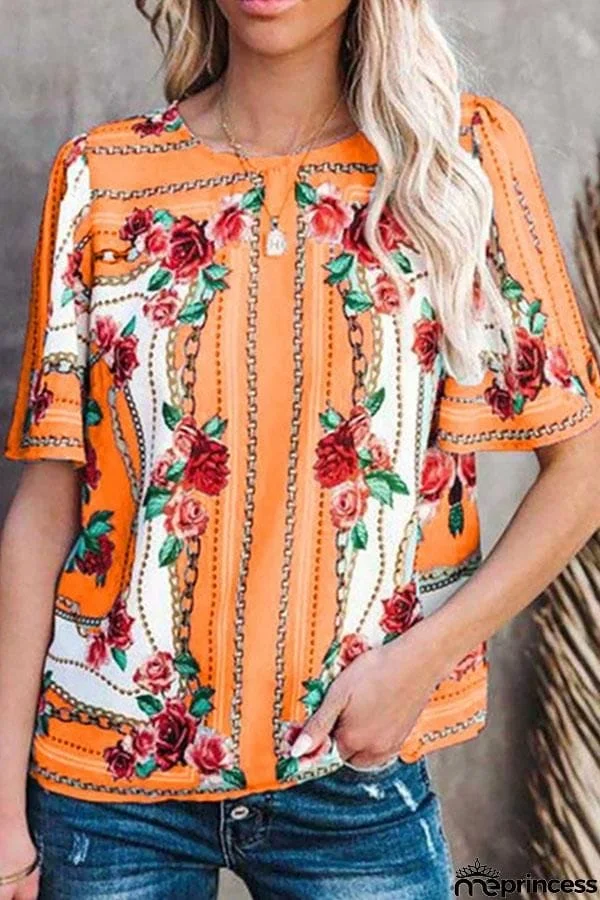 Fashion Round Neck Print T-shirt