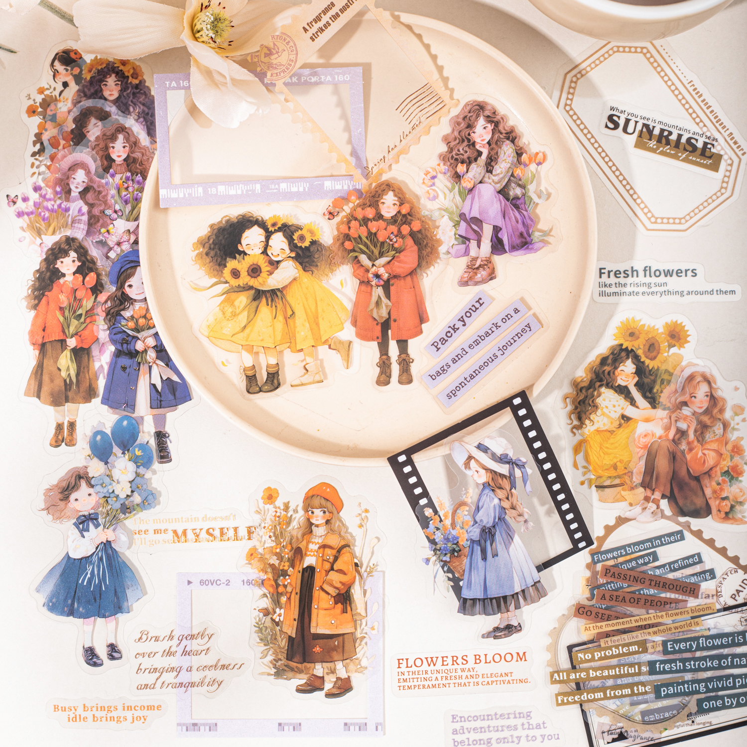 PET 스티커 - 프리즈 더 뷰티 시리즈 빈티지 캐릭터 보더 필름