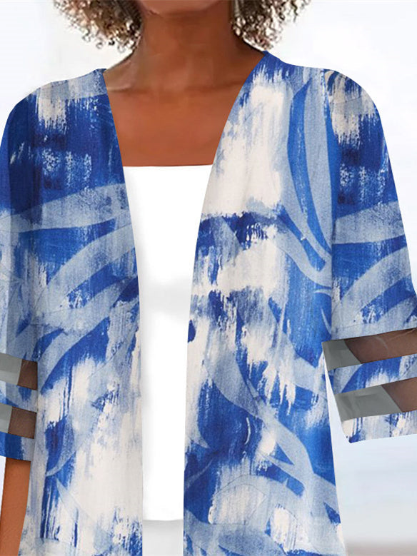 Women Half Sleeve V-neck Solid Color Dress