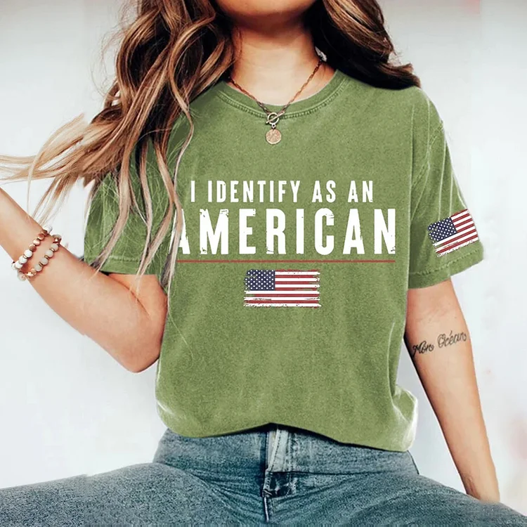 Women's I Identify As An American Print Casual T-Shirt