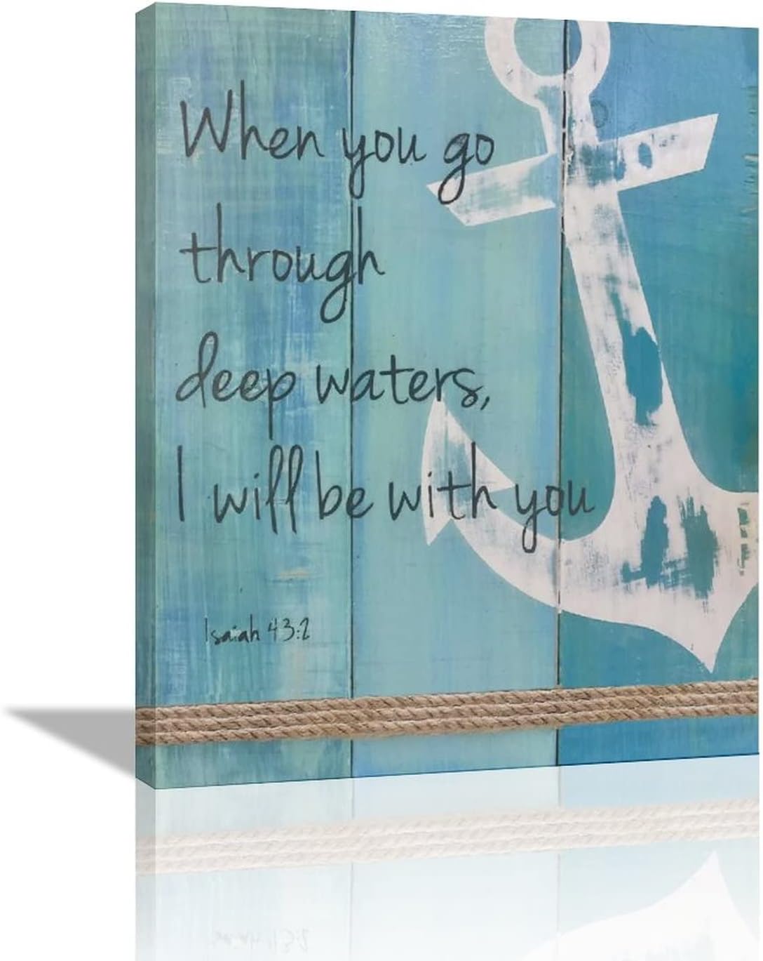 Bathroom Anchor Wall Art Christian Scripture Canvas Print Nautical Beach Bathroom Pictures Ocean Coastal Theme Painting Framed Artwork Office Home Decor for Bedroom Dining Living Room 16 inch x20 inch  16&#034;x20&#034;