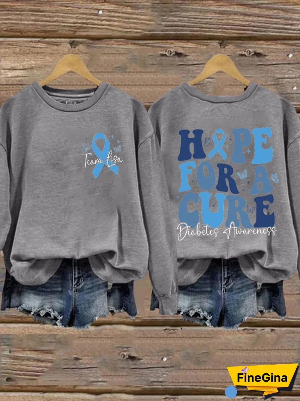 Women's Hope For A Cure Print Long Sleeve Sweatshirt