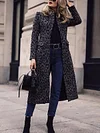 Leisure Fashion Leopard Lapel Collar Buttoned Long Sleeve Outerwear