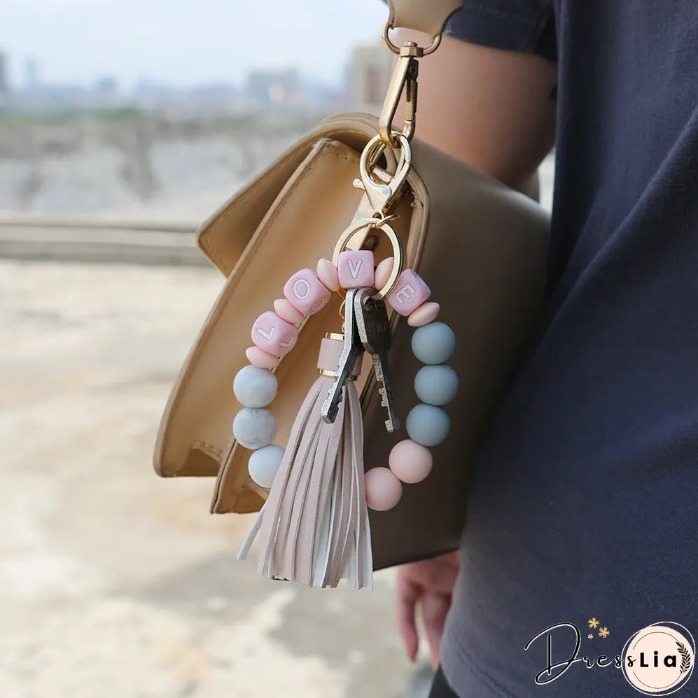 Paziye Card Holder Key Ring Silicone Bead Bracelet Key Chain