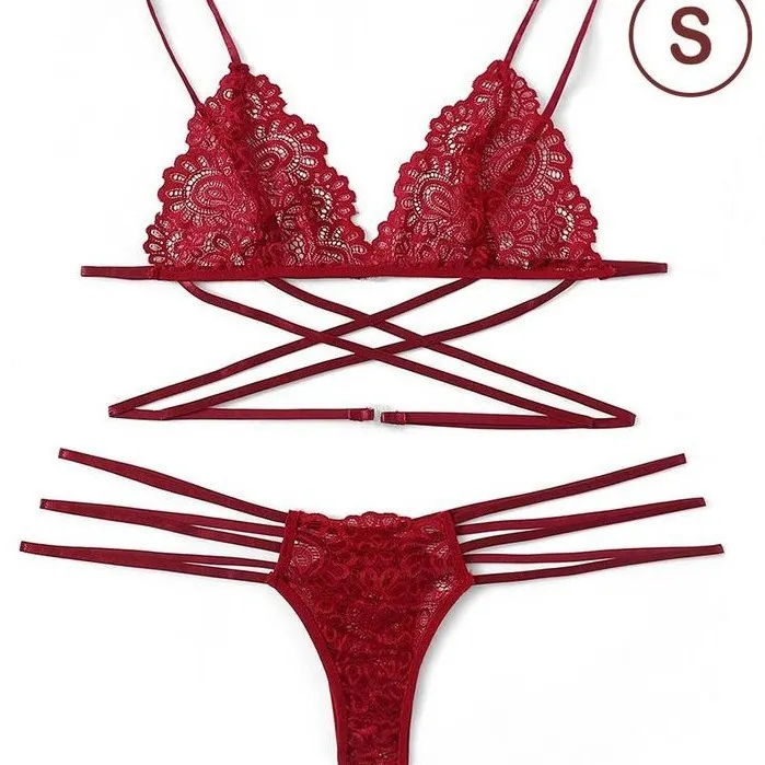 Churchf Hot Sexy Lingerie Three-Point Sexy Hollow Cross-Bound Three-Point Set Direct 3060