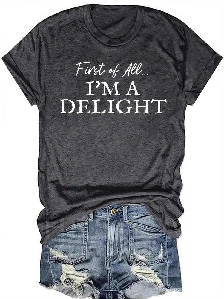 Women's Plus Size I Am A Delight Round Neck Short Sleeve T-Shirt
