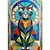 Cat Stained Glass-11CT Stamped Cross Stitch 40*60cm tapestrymarket