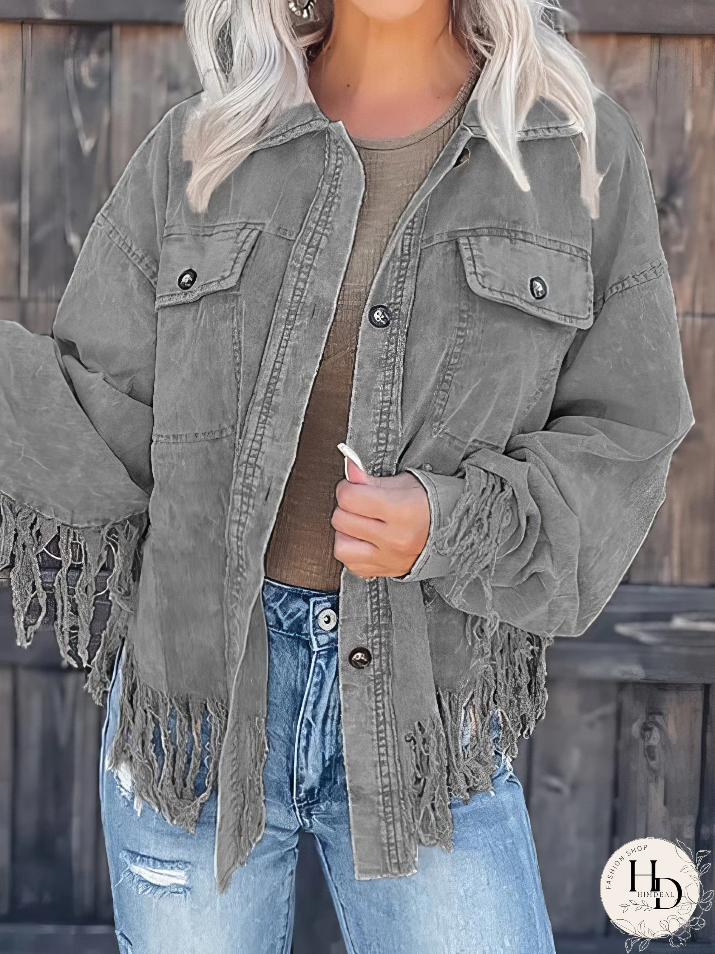 Tassel Detail Corduroy Jacket