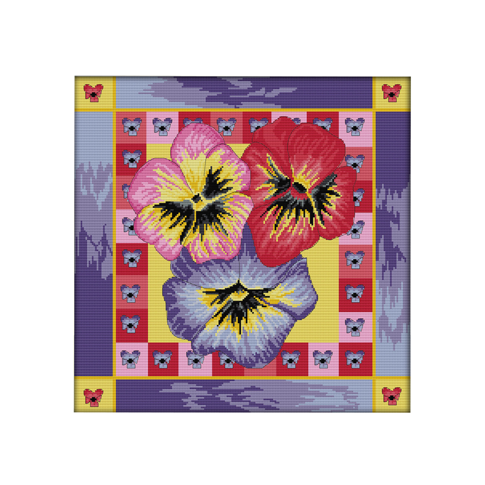 

46*46CM - 14CT Stamped Cross Stitch-Flowers Series, 501 Original