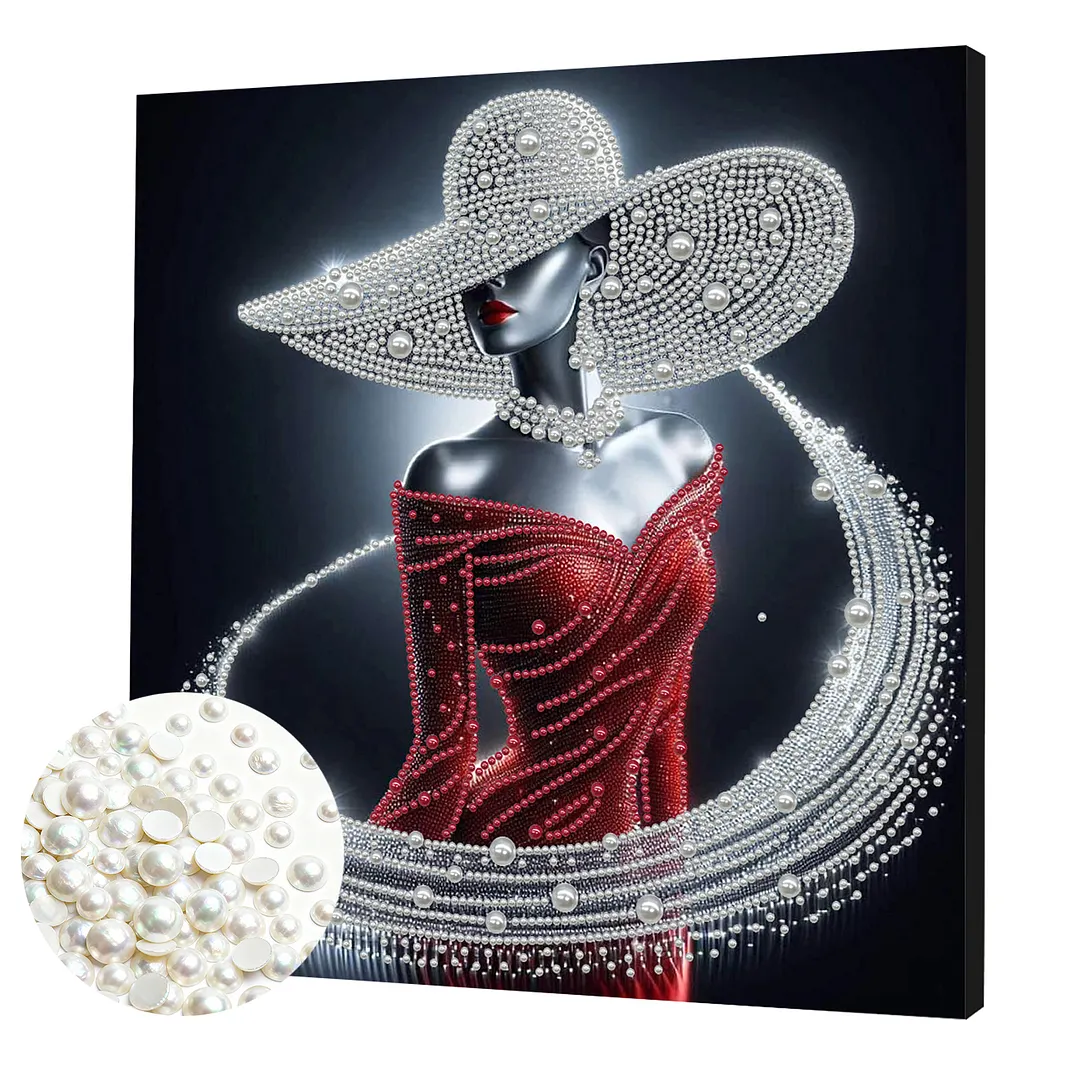 Elegant Lady - DIY Pearl Diamond Art Kit With Frame 30*30cm