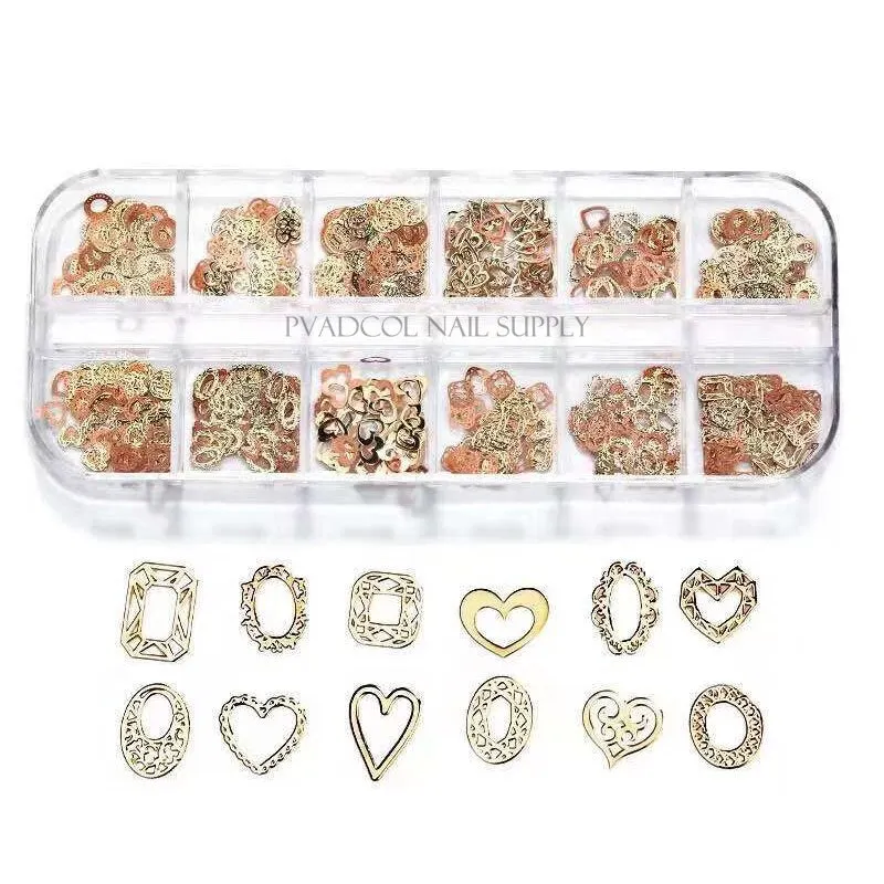 12 Grids Gold Nail Sequins Butterfly Metallic Slice Glitter 3D Acrylic Nails Flakes Manicure Decoration-Nail Inspo