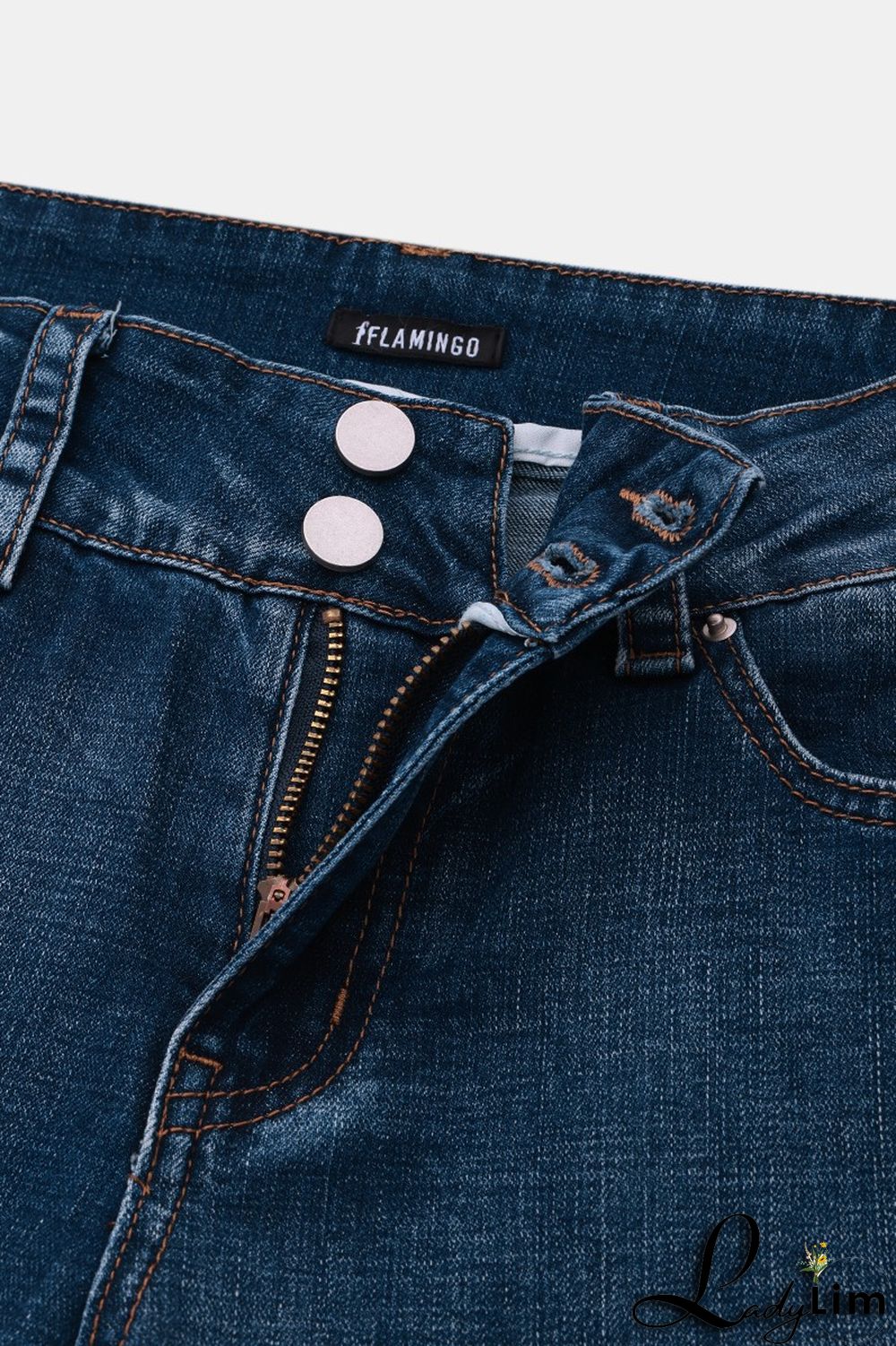 Pocket Detail Button Up Low Waist Flare Jeans