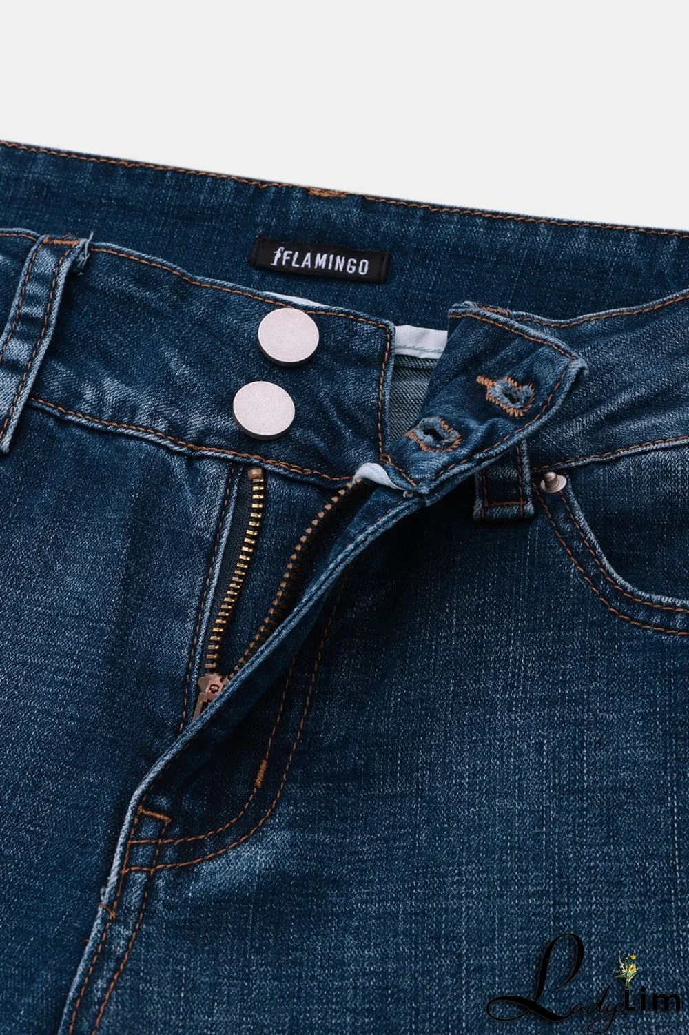 Pocket Detail Button Up Low Waist Flare Jeans