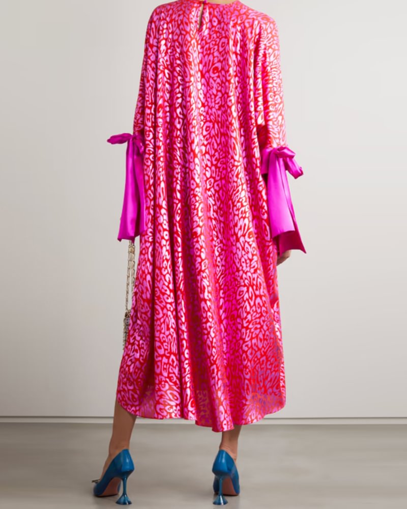 satin silk robe maxi dress rose pink