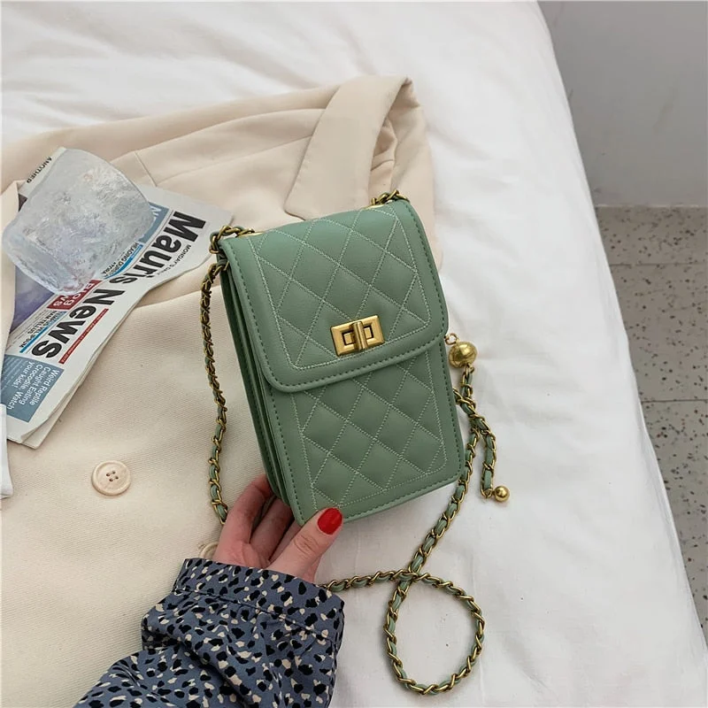 էѧӧܧ PU Leather Crossbody Bags Womens 2021 Summer Luxury Trendy Brand Chain Travel Shoulder Handbags Phone Purses