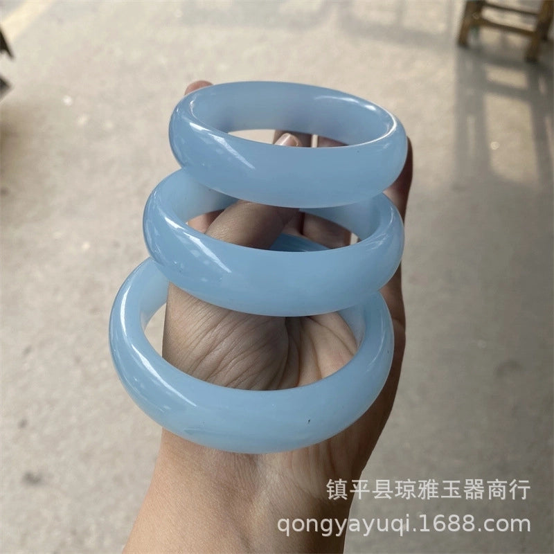Natural Agate Chalcedony Ladies Ice-like Sky Blue Jade Bracele