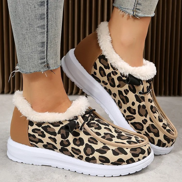 Women Warm Flats Slip on Fur Lining Ankle Snow Boots