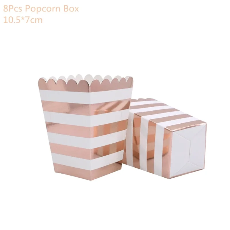 Rose Gold 21st Birthday Party Decoration Happy Birthday Balloons Banner Popcorn Boxes Garland for 21 Years Old Party Supplies