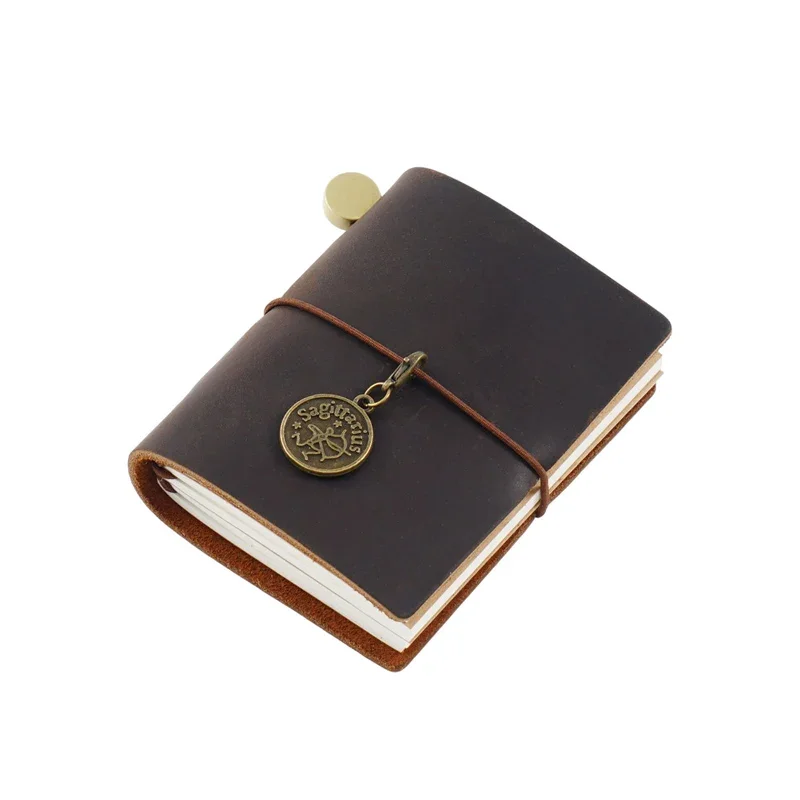 Fromthenon Traveler's Notebook Mini Loose-leaf Notebook Top Layer Leather Pocket Planner Notebooks for Students Stationery