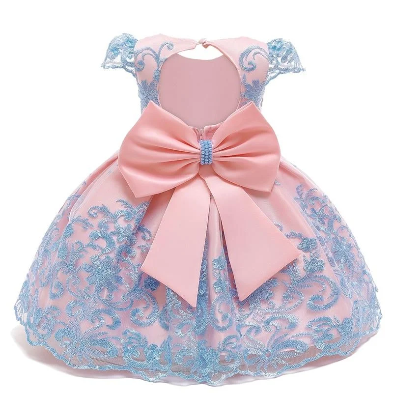 Girls Dress Lace Pageant Frock Prom Gown Flower Beading Princess Dress 1-10Y Kids Clothing Elegant Children Birthday Party Dress