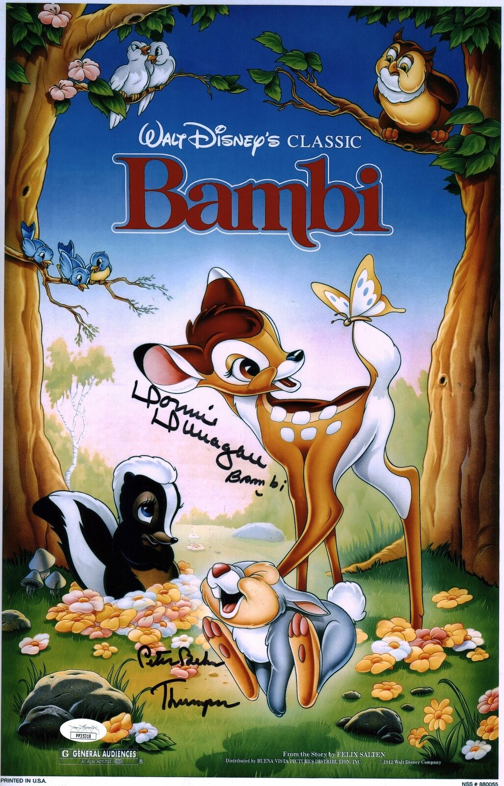 Disney Thumper Bambi 11x17 Photo Poster painting Poster Signed Autograph Behn Dunagan JSA COA