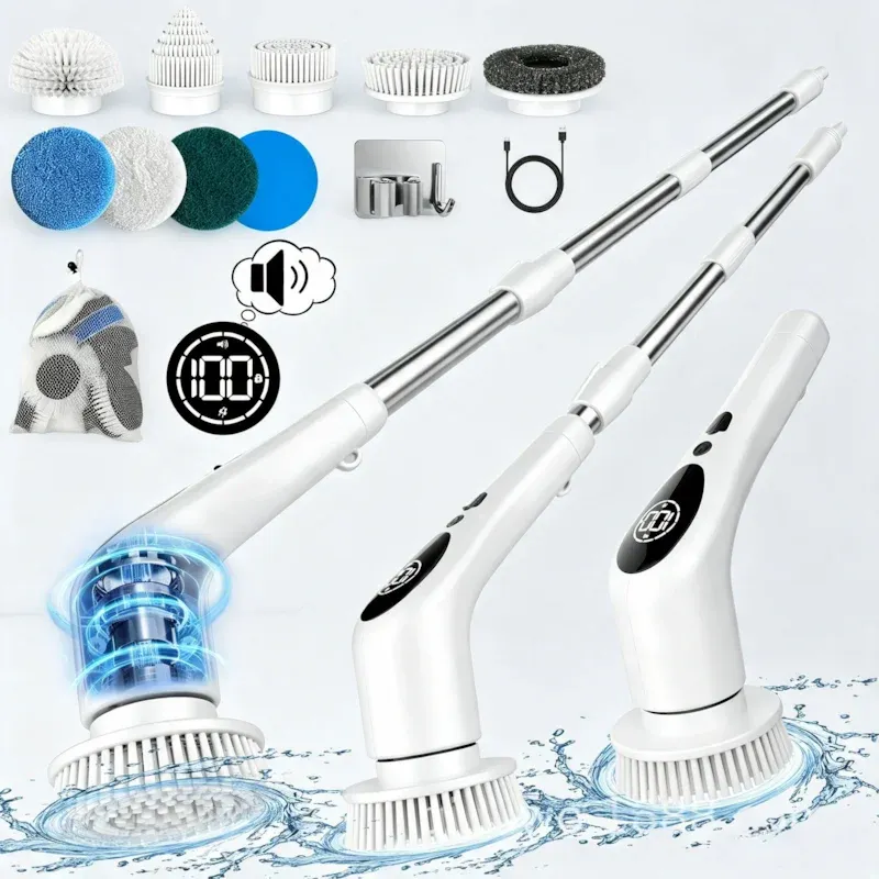 Multifunctional electric cleaning brush for bathroom and kitchen, household floor and toilet cleaning brush, long and short telescopic dual-use scrubber eltralife