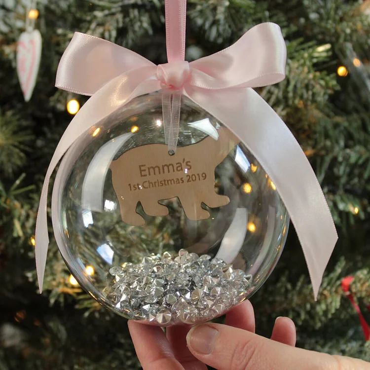 Personalized Polar Bear Ball Ornament Custom 1st Christmas Bauble Gifts