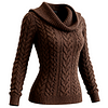 Women's Country Cable Knit Turtleneck Sweater Brown by Inlyline