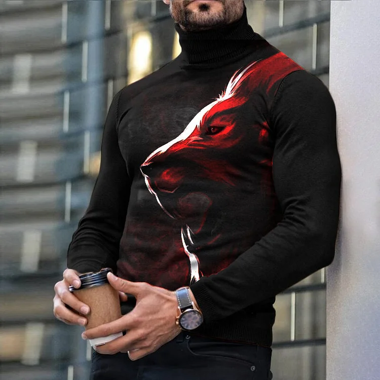 Men's casual high neck long sleeve