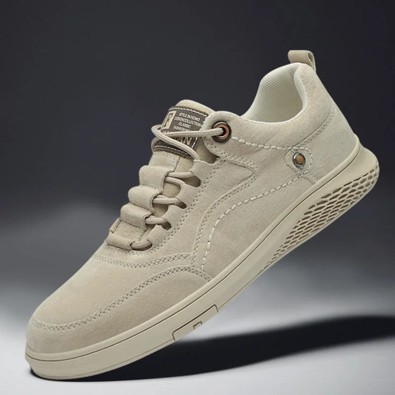Qiality Men Leather Sneakers Comfortable Fashion Rubber Sole Nubuck Leather Leisure Casual Shoes